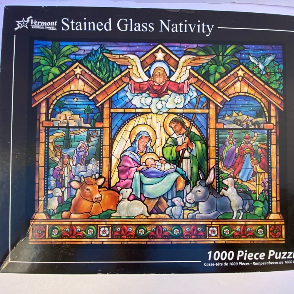 Vermont Christmas Company Stained Glass Nativity Scene 1000 Piece Puzzle